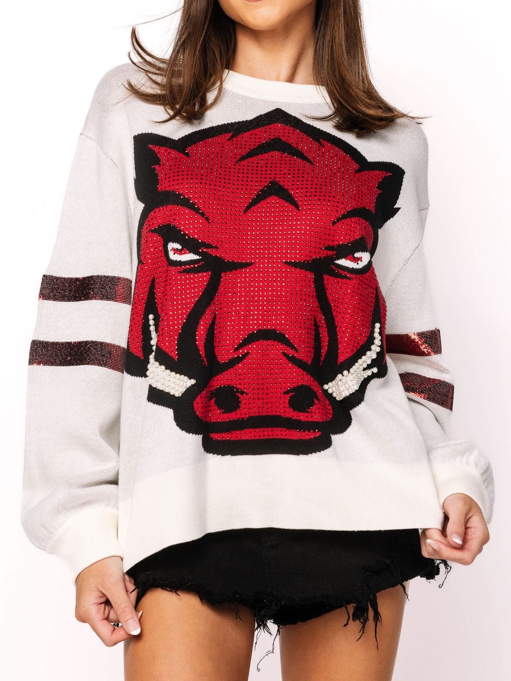 NWT (S) QOS Queen of Sparkles Licensed Arkansas Oversized Mascot Sweater